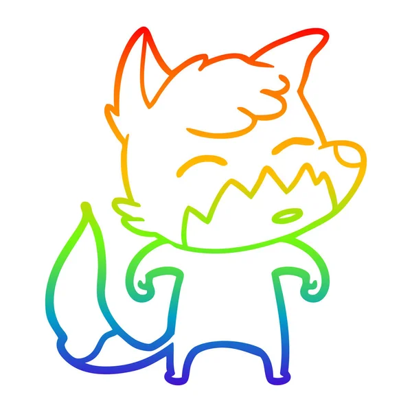 Regenboog gradiënt lijntekening cartoon Fox — Stockvector