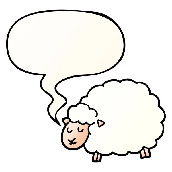 Cartone animato pecore e la bolla vocale in stile sfumato liscio — Vettoriale Stock