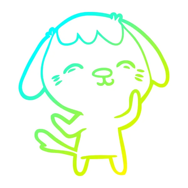 Studená přechodová linie kreslení šťastný kreslený pes — Stockový vektor