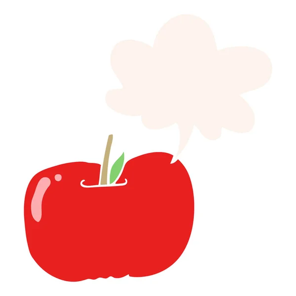 卡通苹果和复古风格的语音泡泡 — 图库矢量图片