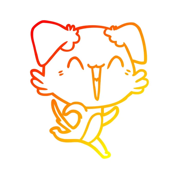 Chaud gradient ligne dessin heureux petit chien dessin animé — Image vectorielle