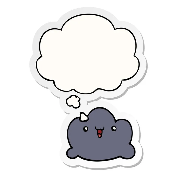 Cartoon cloud and thought bubble as a printed sticker — Stock Vector