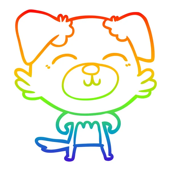 Arco iris gradiente línea dibujo dibujos animados perro — Archivo Imágenes Vectoriales