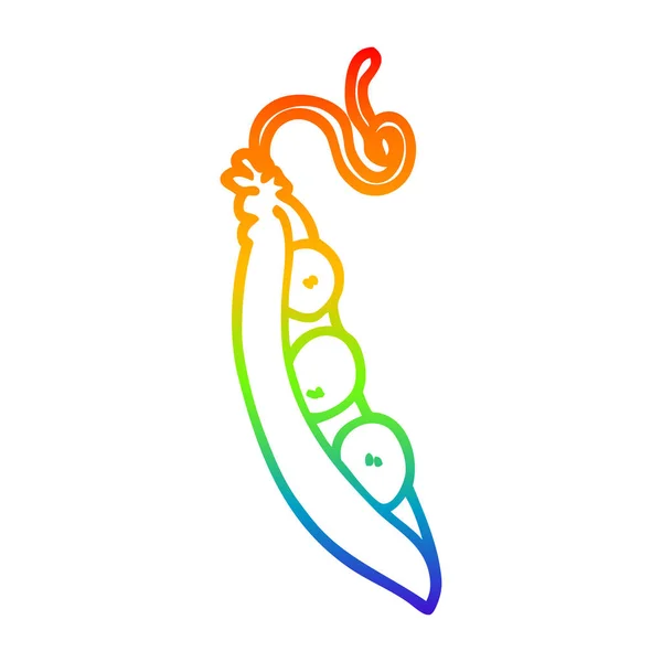 Linea gradiente arcobaleno disegno piselli del fumetto in baccello — Vettoriale Stock