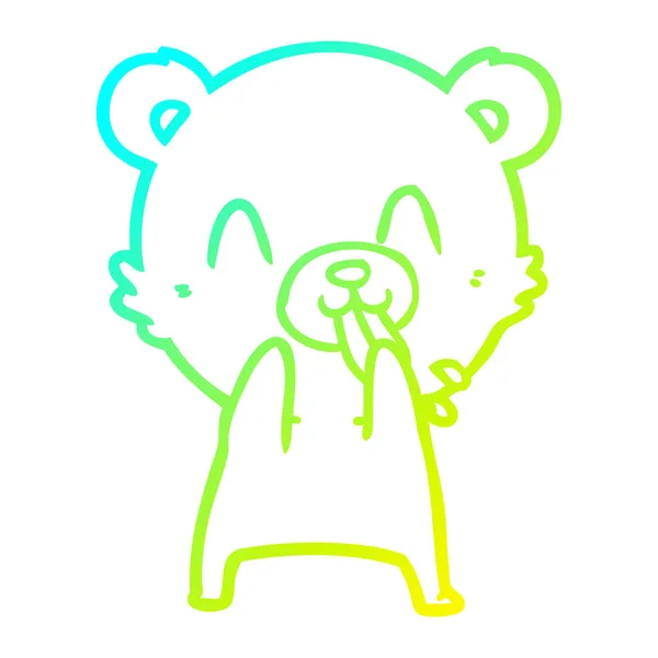 Froid dégradé ligne dessin grossier bande dessinée ours — Image vectorielle