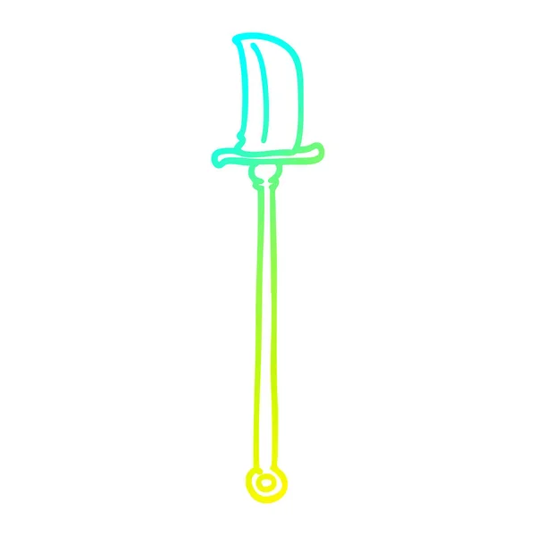 Línea de gradiente frío dibujo cuchillo de dibujos animados — Vector de stock