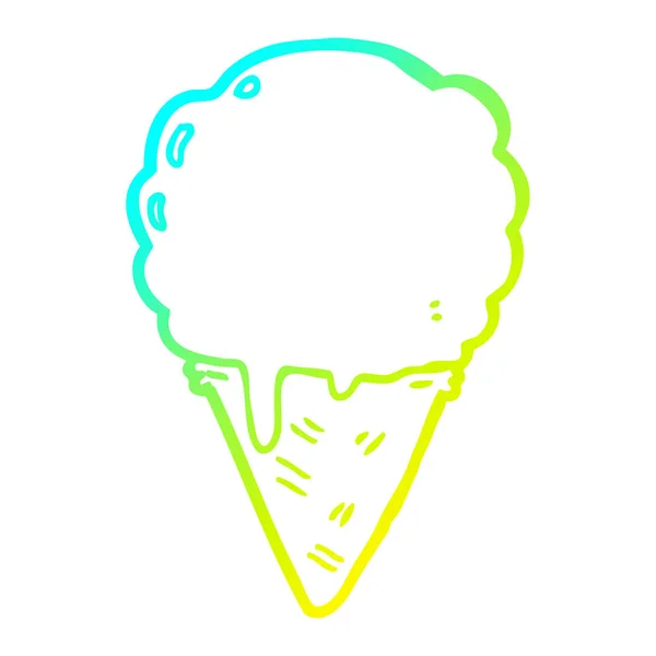 Cold gradient line drawing cartoon ice cream — Stock Vector