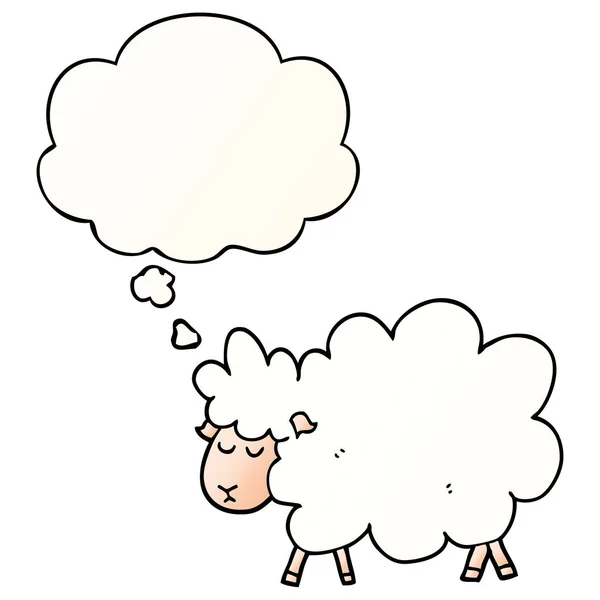 滑らかなグラデーションスタイルで漫画の羊と思考バブル — ストックベクタ