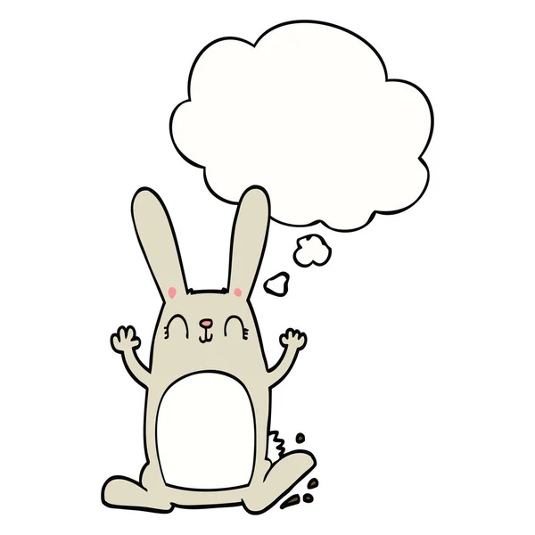 Coniglio cartone animato e bolla di pensiero — Vettoriale Stock