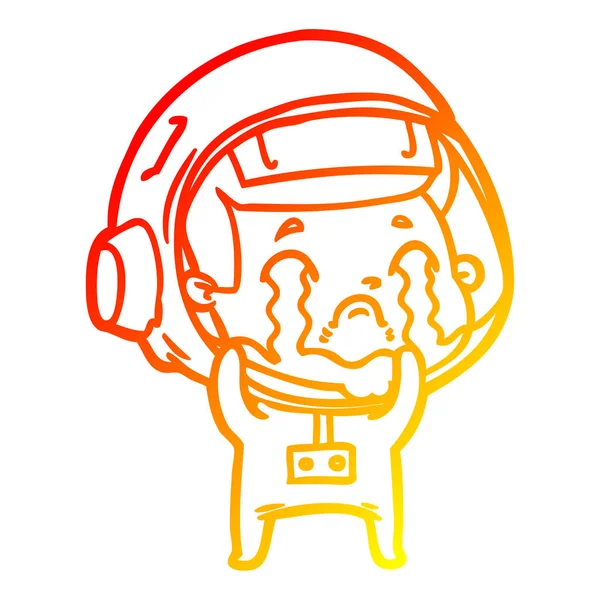 Warme Gradientenlinie Zeichnung Karikatur weinender Astronaut — Stockvektor