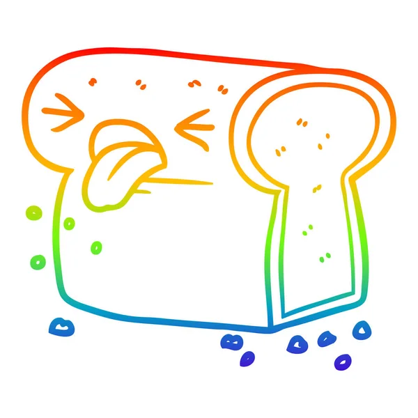 Regenboog gradiënt lijntekening cartoon walge brood — Stockvector