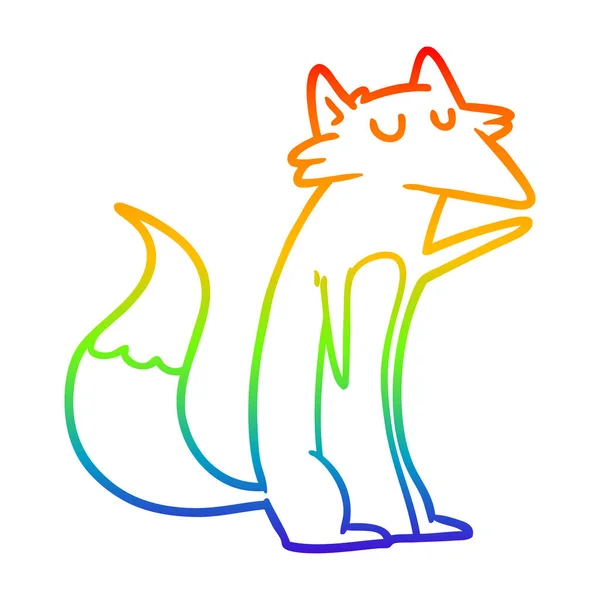Duhový gradient čára kresba kreslená liška — Stockový vektor