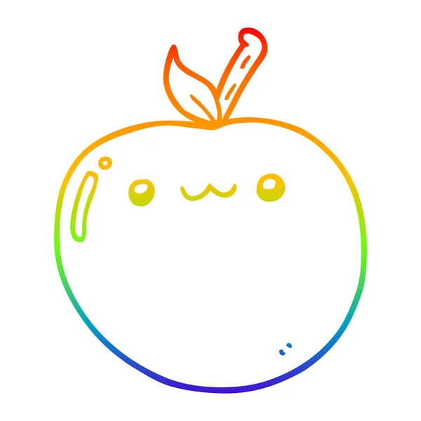 Arco iris gradiente línea dibujo dibujos animados lindo manzana — Vector de stock