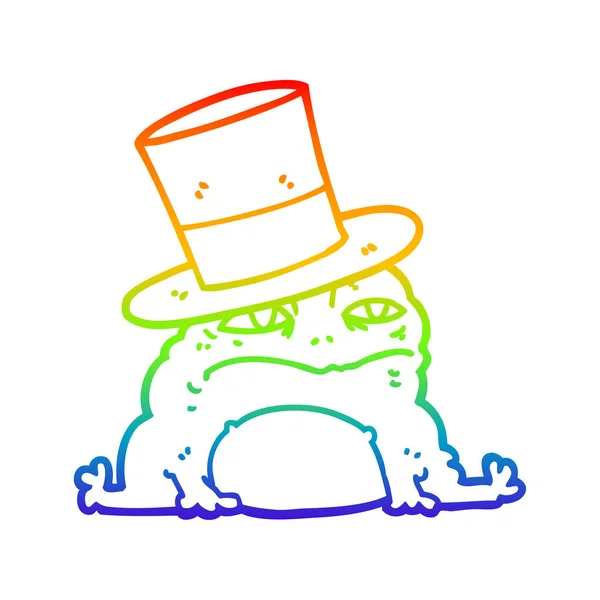 Regenboog gradiënt lijntekening cartoon Rich Toad — Stockvector