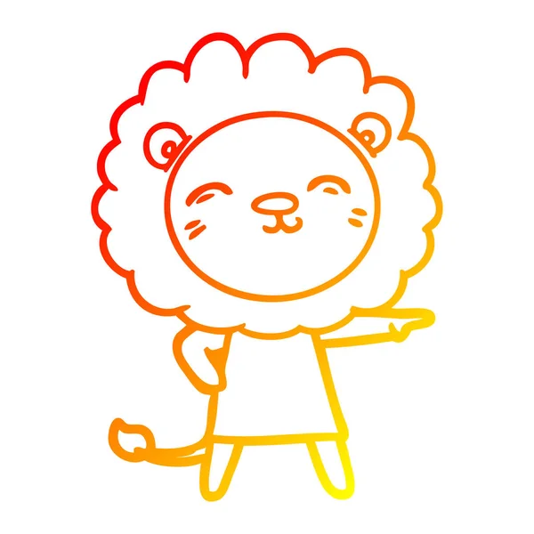 Meleg színátmenet vonal rajz rajzfilm oroszlán — Stock Vector