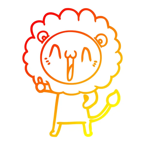 Ζεστό γραμμή ντεγκραντέ σχέδιο χαρούμενο λιοντάρι καρτούν — Διανυσματικό Αρχείο