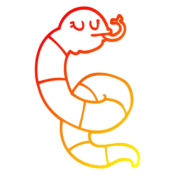 Warme Gradientenlinie Zeichnung Karikatur giftige Schlange — Stockvektor