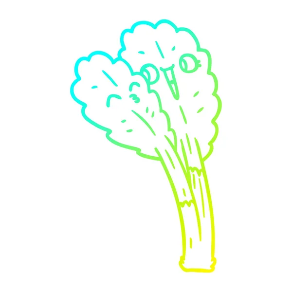Linea gradiente freddo disegno cartoni animati foglie di insalata — Vettoriale Stock
