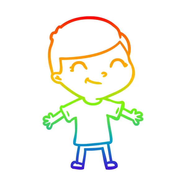 Arco iris gradiente línea dibujo dibujos animados niño sonriendo — Archivo Imágenes Vectoriales