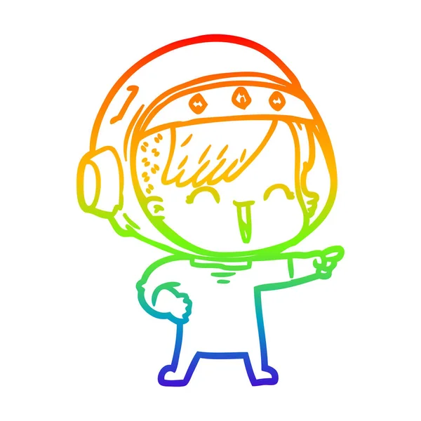 Arcobaleno gradiente linea disegno felice cartone animato spazio ragazza — Vettoriale Stock