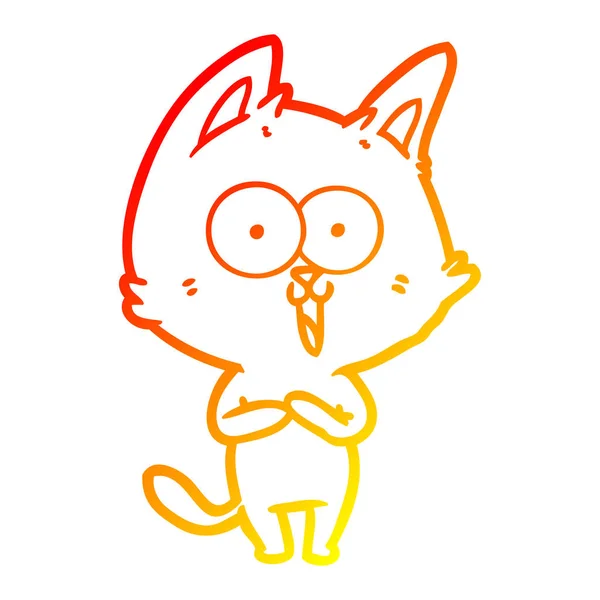 Chaud gradient ligne dessin drôle dessin animé chat — Image vectorielle