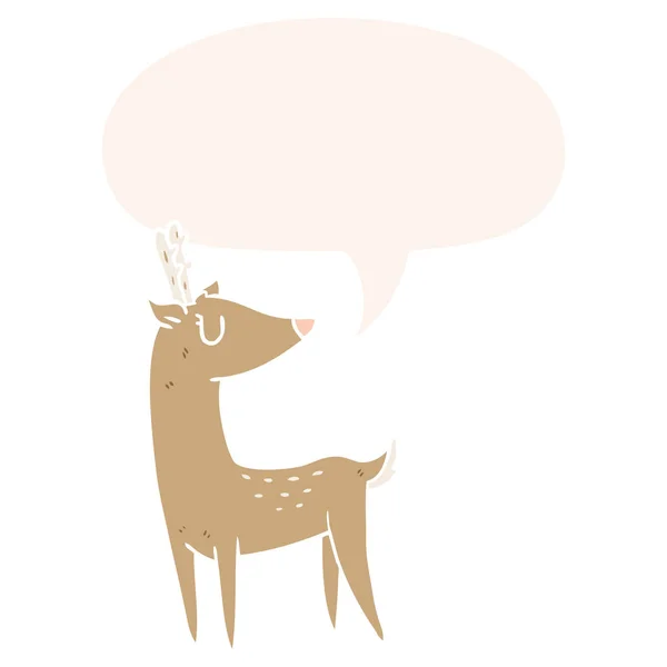 卡通鹿和复古风格的言语泡沫 — 图库矢量图片