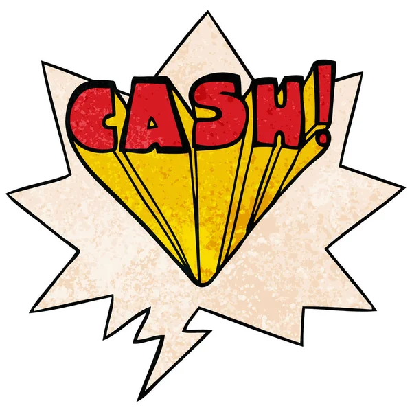 Cartoon-Wort Cash und Sprechblase im Retro-Stil — Stockvektor