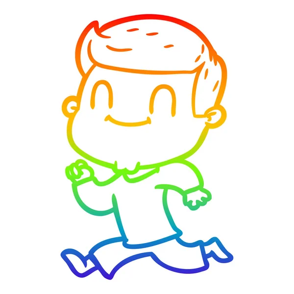 Arco iris gradiente línea dibujo dibujos animados hombre amigable — Vector de stock