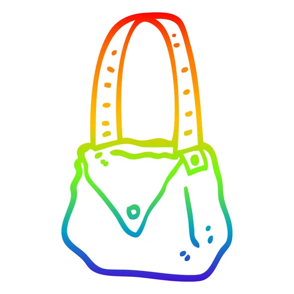 Arco iris gradiente línea dibujo caricatura satchel — Vector de stock