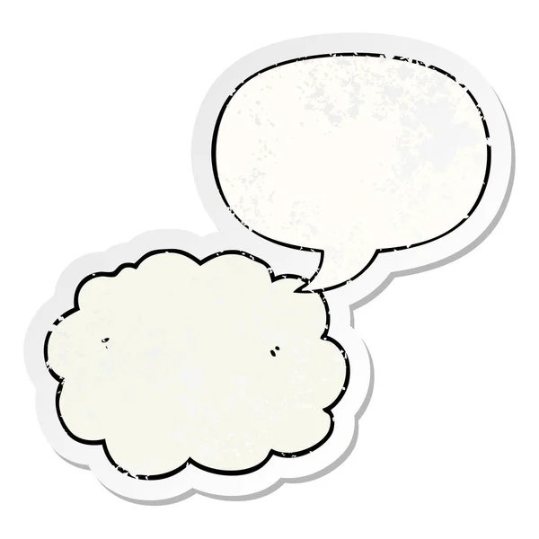 Cartoon wolk en toespraak bubble noodlijdende sticker — Stockvector