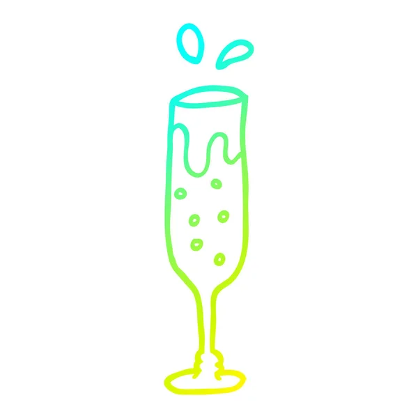 シャンパンの冷たいグラデーションライン描画漫画のガラス — ストックベクタ