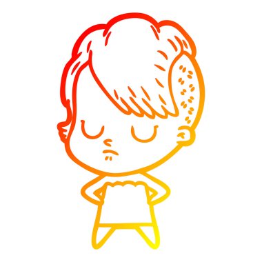 sıcak degrade çizgi çizim karikatür kadın