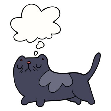 karikatür kedi ve düşünce balonu