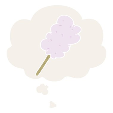 retro tarzında karikatür şeker diş ipi ve düşünce balonu