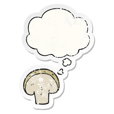 karikatür mantar dilim ve sıkıntılı yıpranmış olarak kabarcık düşünce s