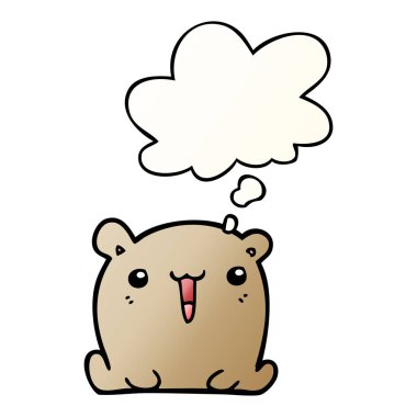 sevimli karikatür ayı ve pürüzsüz degrade tarzında kabarcık düşünce