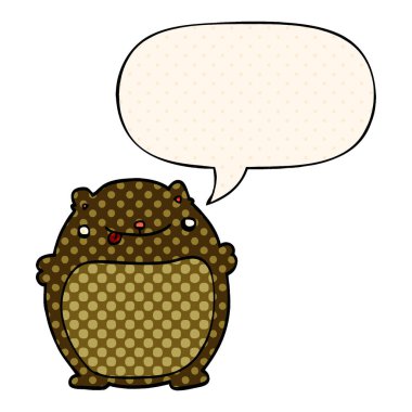 çizgi roman tarzında karikatür yağ ayı ve konuşma balonu