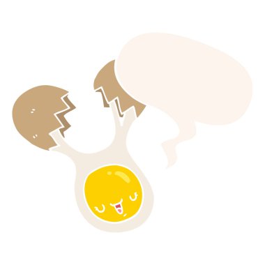 retro tarzında karikatür yumurta ve konuşma balonu kırık