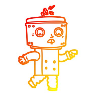 sıcak degrade çizgi çizim karikatür robot işaret