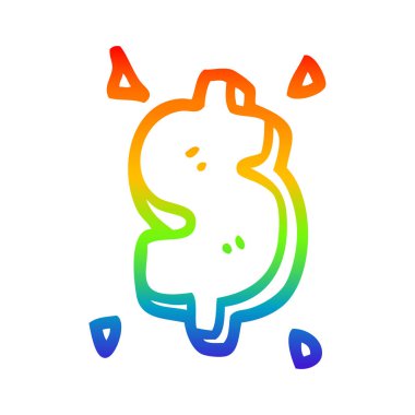 gökkuşağı gradyan çizgi çizim karikatür dolar işareti