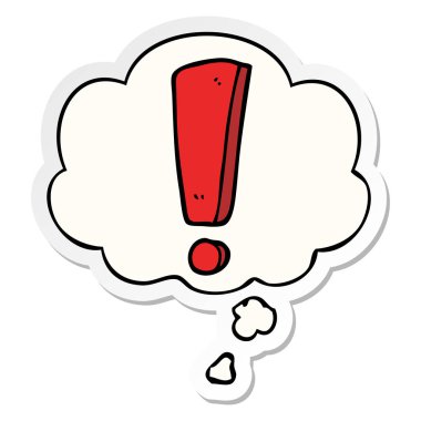 karikatür ünlem işareti ve basılı bir etiket olarak düşünce balonu