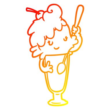 sıcak degrade çizgi çizim dondurma soda kız