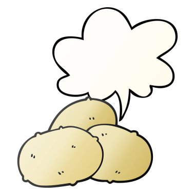 karikatür patates ve pürüzsüz degrade tarzında konuşma balonu