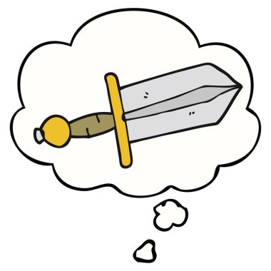 karikatür hançer ve düşünce balonu