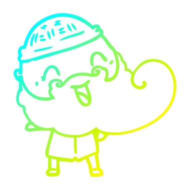 sakal ve kış şapka ile mutlu adam çizim soğuk degrade çizgi