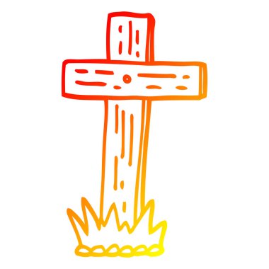 sıcak degrade çizgi çizim karikatür ahşap haç