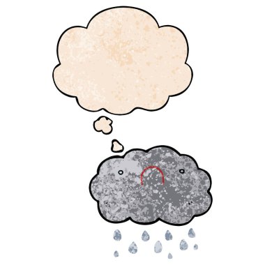 sevimli karikatür bulut ve grunge doku desen düşünce balonu 