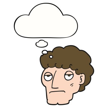 karikatür sıkılmış adam ve düşünce balonu
