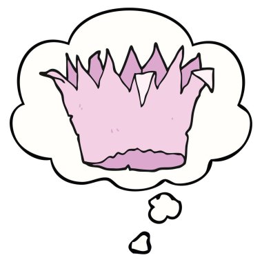 karikatür kağıt taç ve düşünce balonu