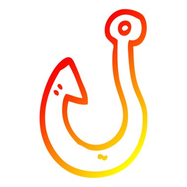 sıcak degrade çizgi çizim karikatür balık kanca